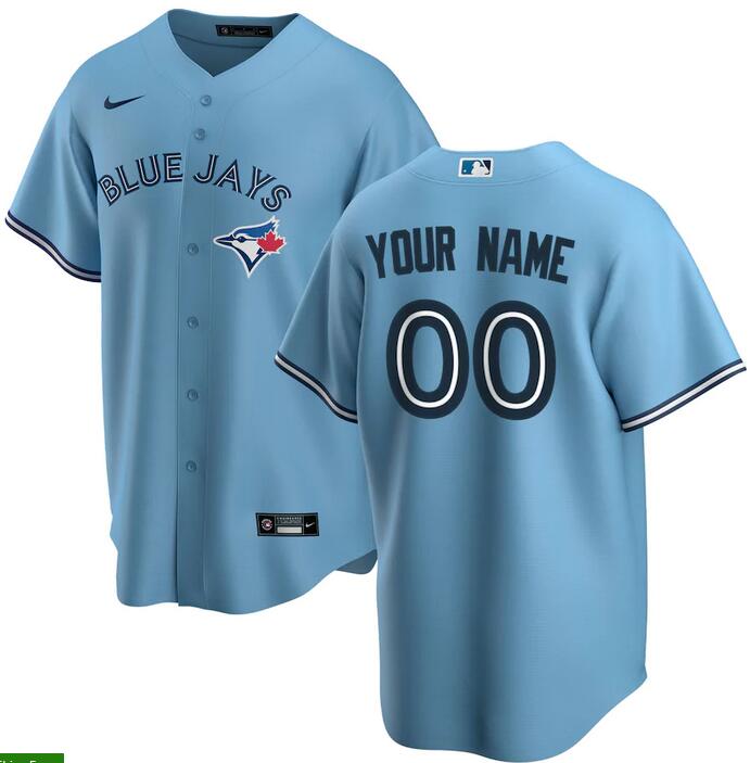 Mens Toronto Blue Jays Nike Light Blue Alternate Replica Custom Jersey